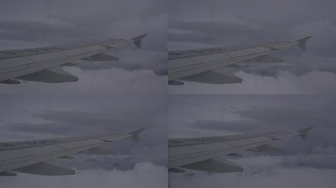 4K飞机窗外 云层云海机翼 傍晚