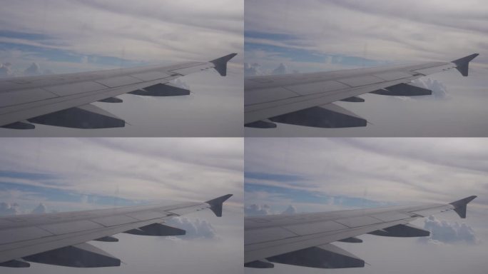 4K飞机窗外 云海 机翼