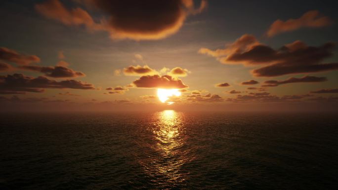海上夕阳日落 金色海面