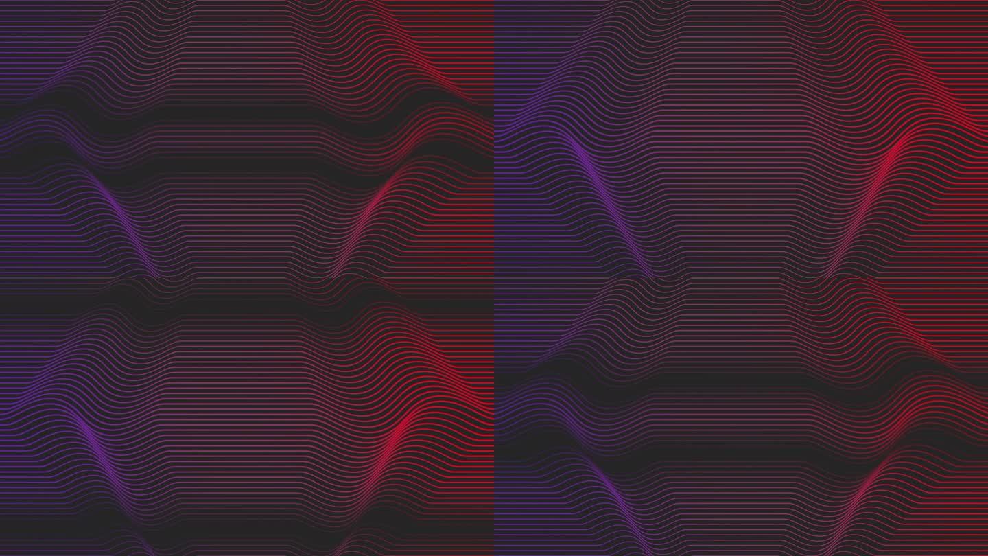 波浪形之字形错综复杂的红色和紫色线条图案
