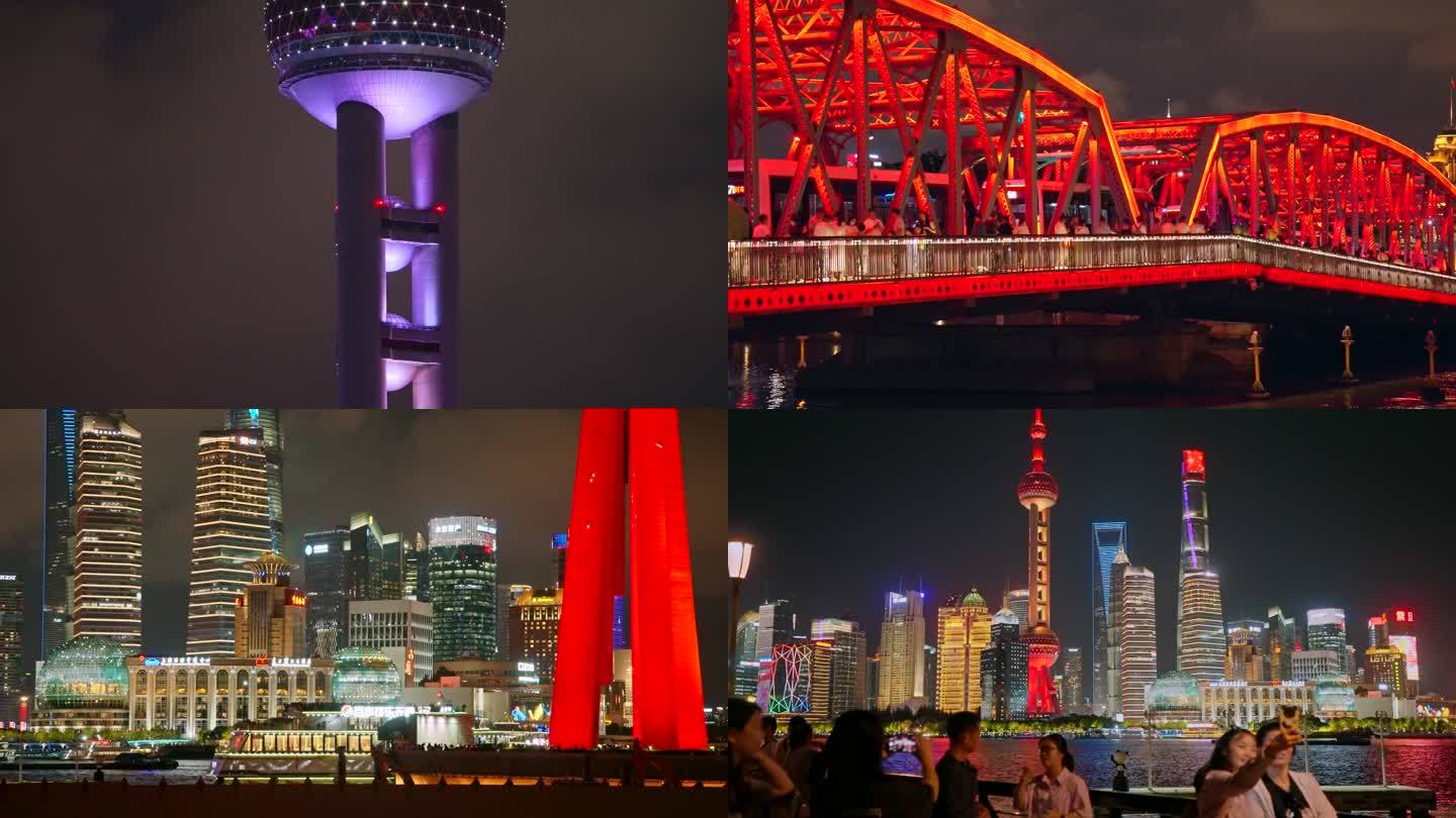 上海外滩苏州河外白渡桥夜景风光6