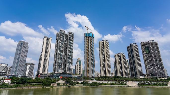 中国广西南宁现代高层高端住宅的延时摄影