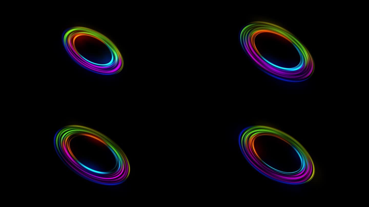 彩虹色的漩涡出现，随着旋转和演变而扩大和发光。伟大的标志，过渡，运动图形和覆盖。看起来像是旋转的荧光
