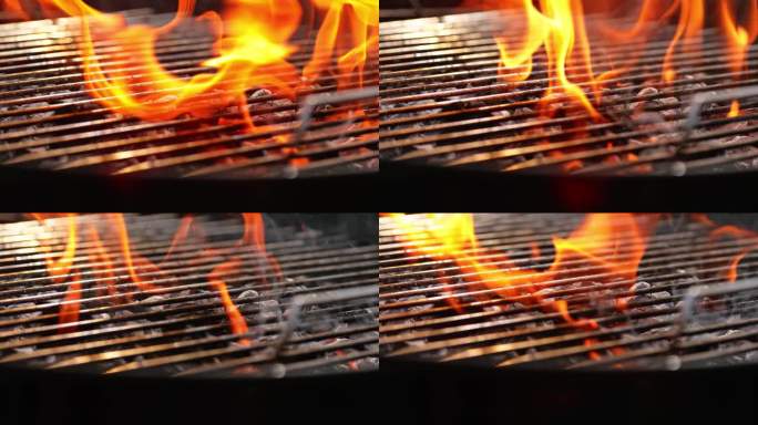 火焰从烤架上冒出来