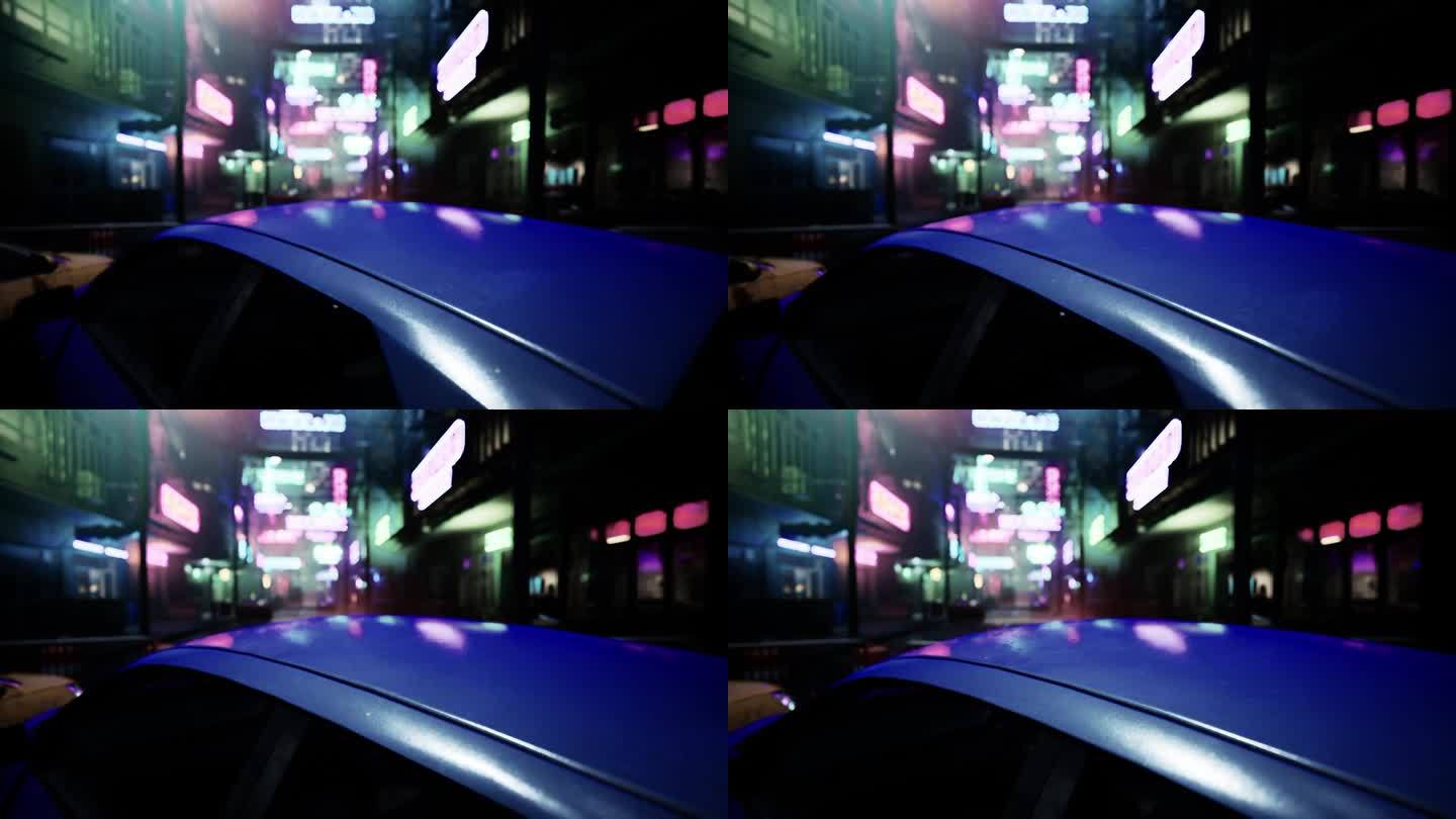 华丽的霓虹灯为这座亚洲城市的街道增添了魅力和浮华