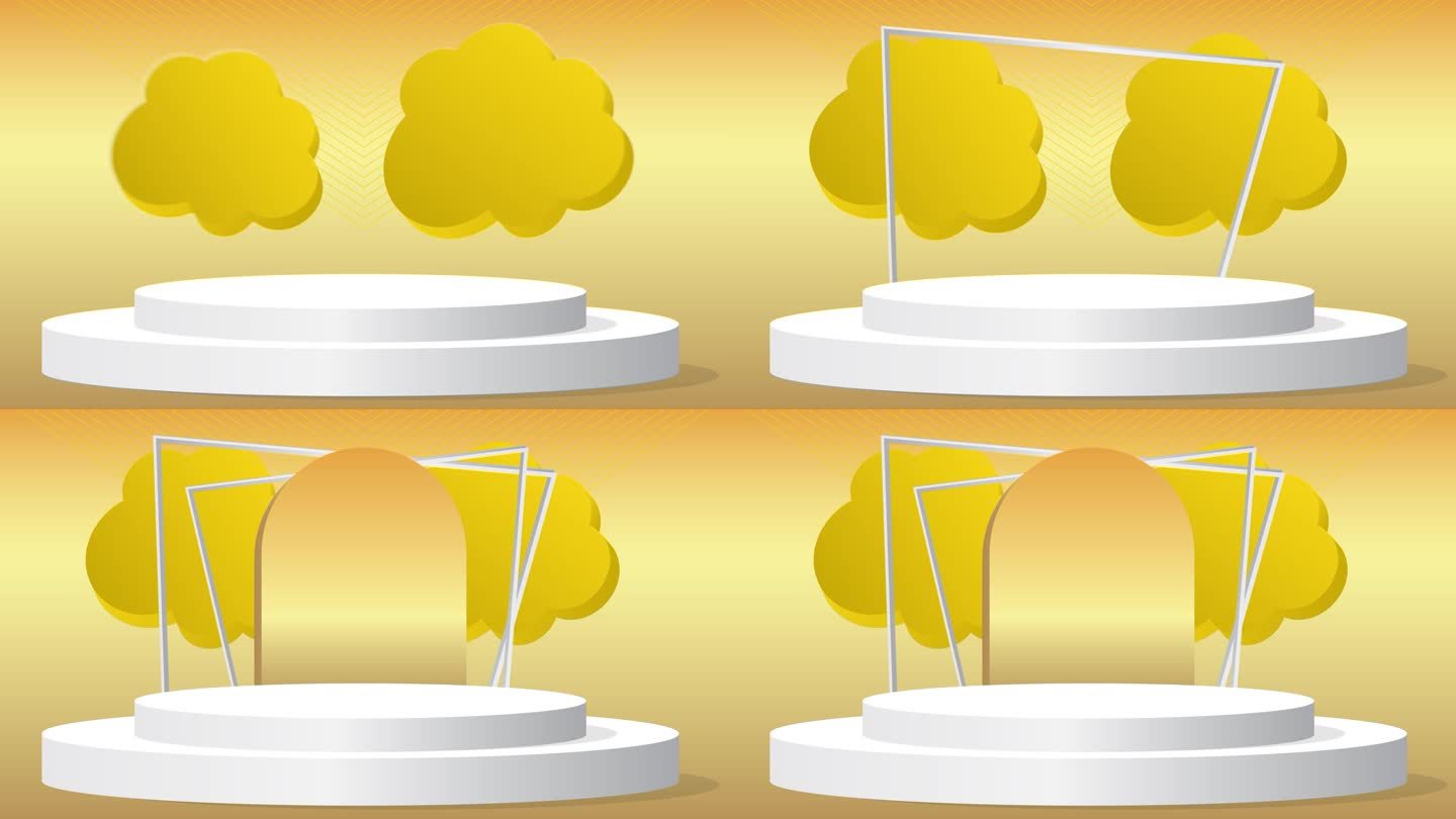黄色，白色和金色模型产品展示动画。气缸基座基座视频。