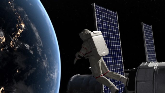宇航员眺望地球科技感真实地球