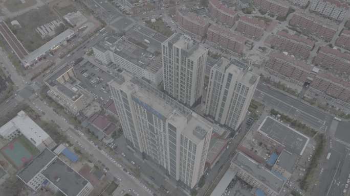 航拍俯瞰威海市高新区高新青年中心公寓楼