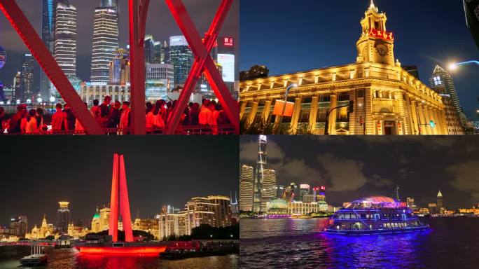 上海外滩苏州河外白渡桥夜景风光9