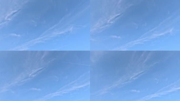 飞机在蓝天中的时间流逝
