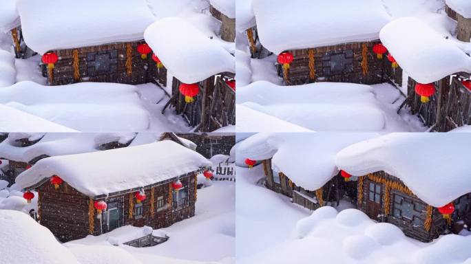 中国黑龙江雪乡大雪固定镜头合集