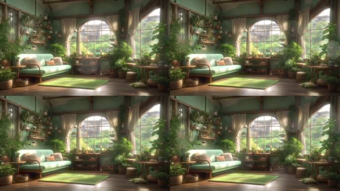 4K梦幻绿色生态室内设计背景
