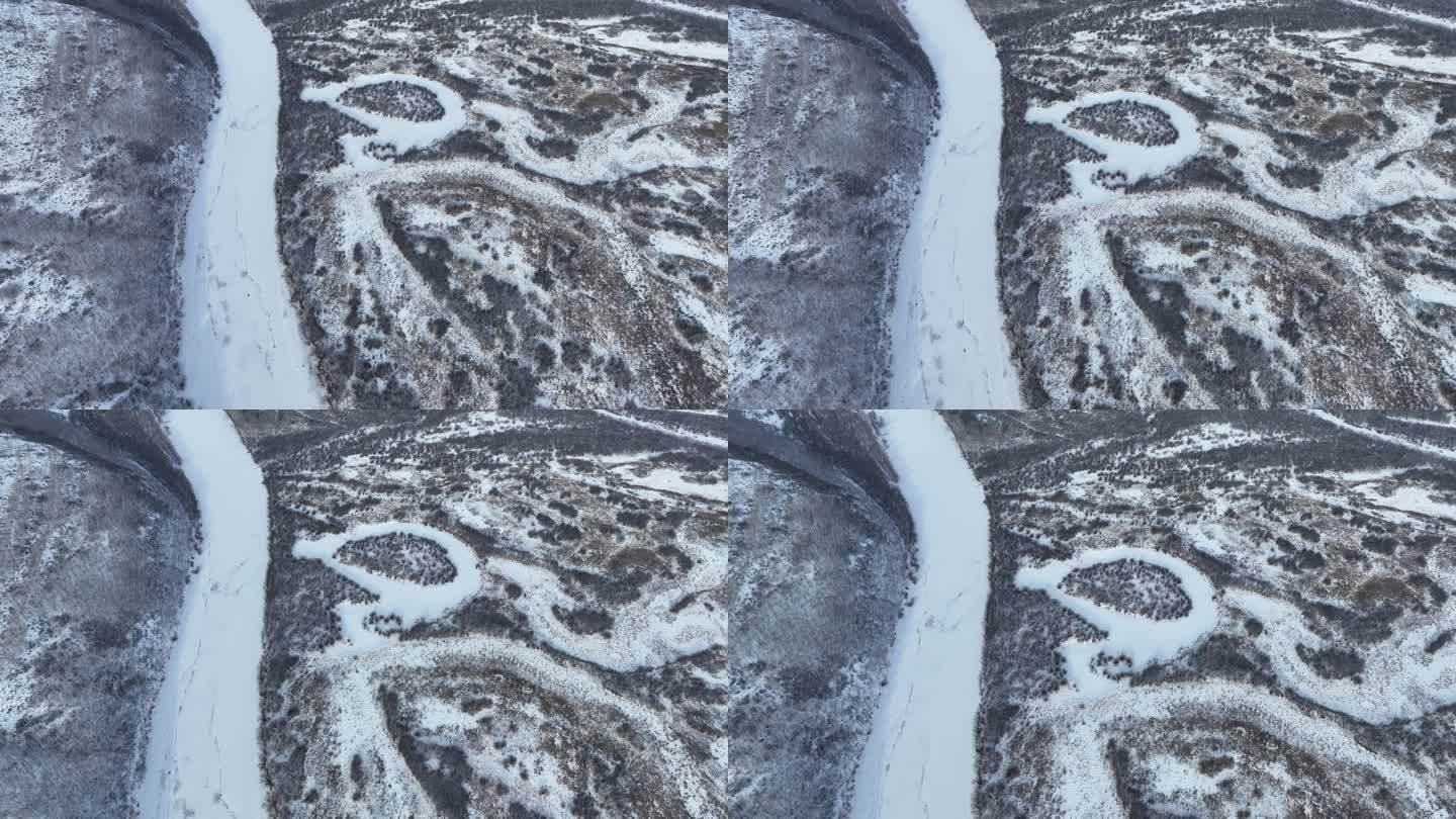 内蒙古额尔古纳湿地景区冬季雪景航拍