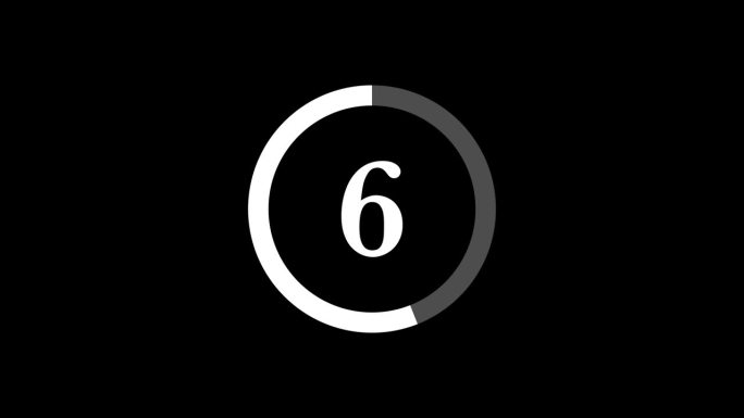 10秒复古和经典的白色倒计时定时器在黑色背景上的圆圈。