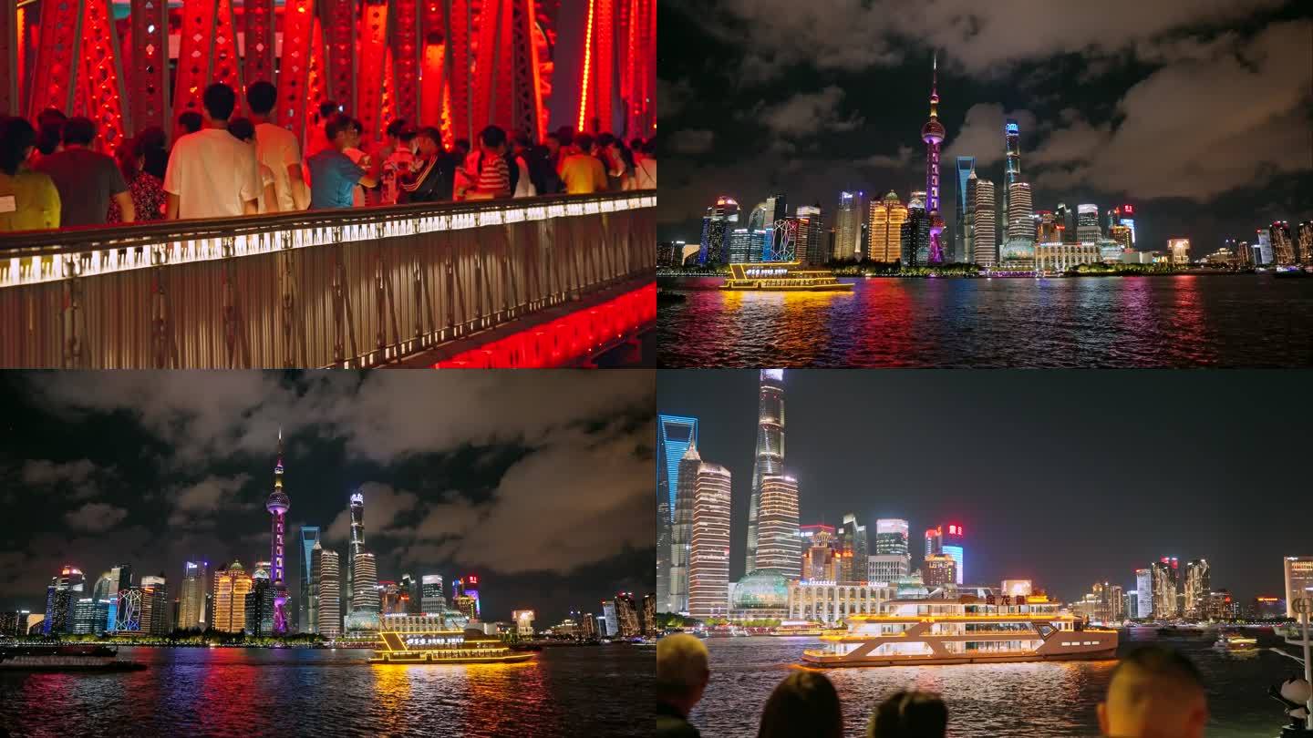 上海外滩苏州河外白渡桥夜景风光8