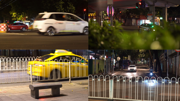 反腐空镜 纪委 车流 街道 夜间  街灯