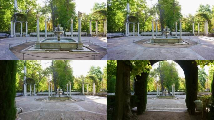 马德里阿兰胡埃斯皇宫花园中的古代法式喷泉。