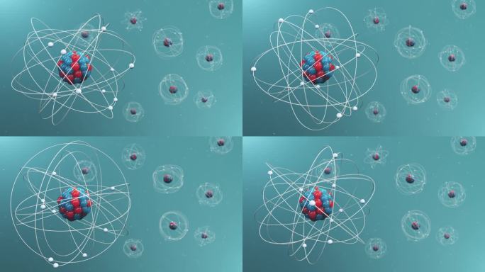 原子结构。原子是构成化学元素的物质的最小层次。核反应。物理学的概念，科学。中子和质子，原子核。可循环