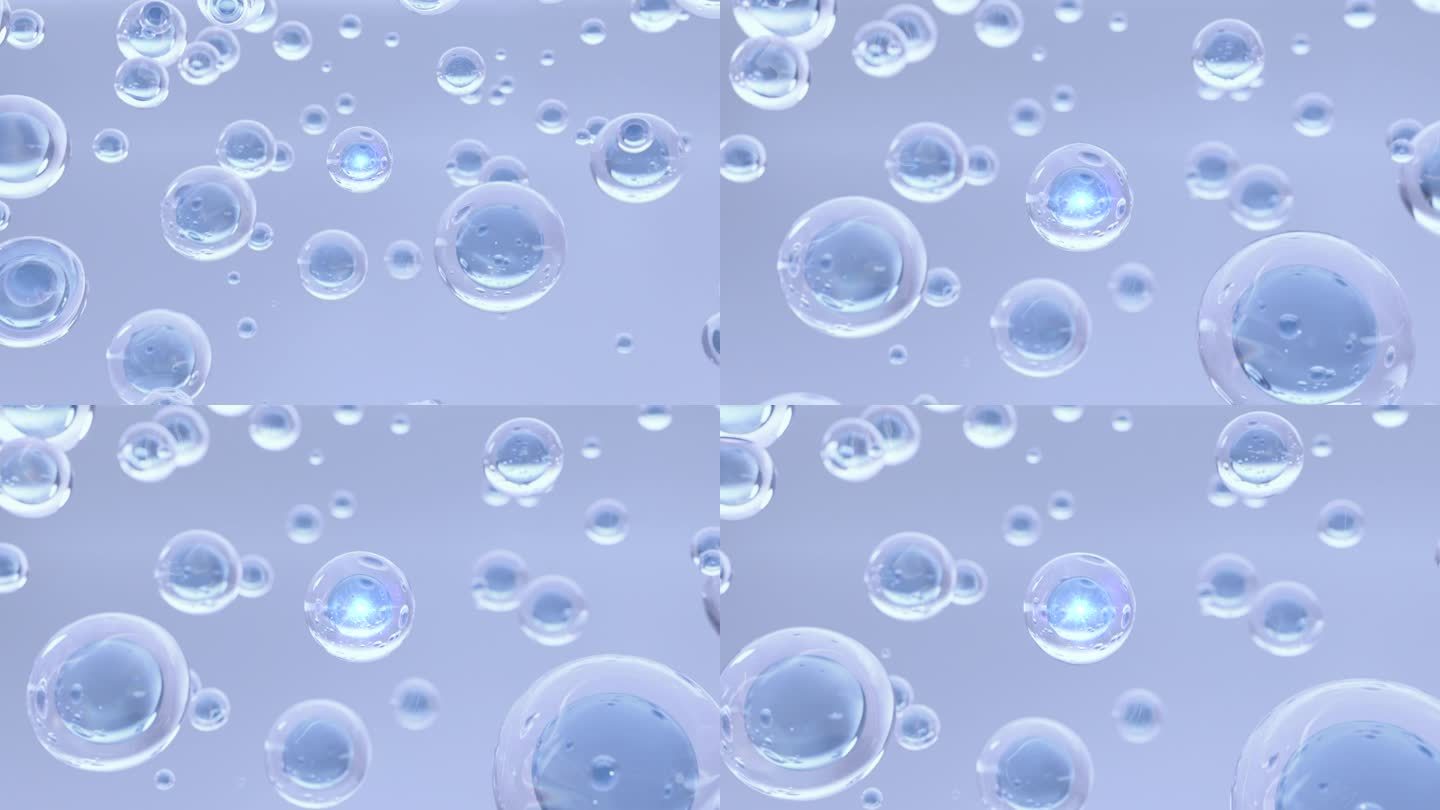 化妆品的原子漂浮在水中。