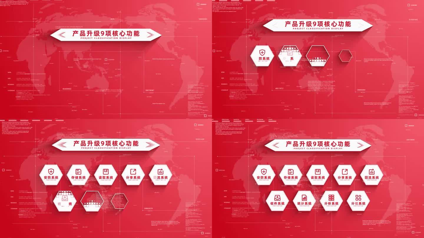 （9项）红色简洁九大分类结构展示