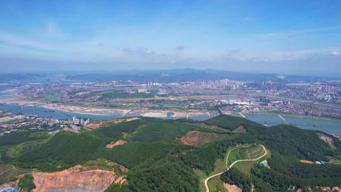 梧州航拍长洲岛全景