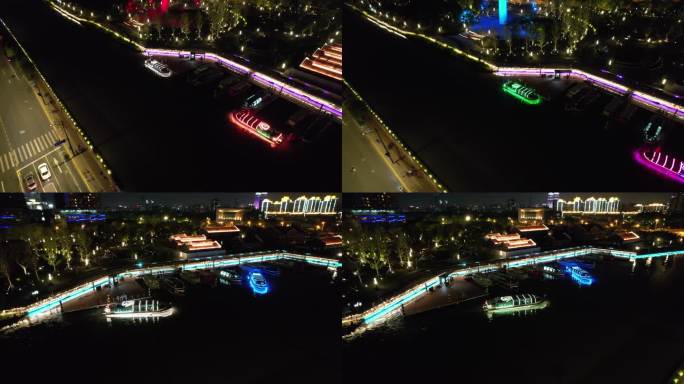 上海苏州河美丽夜景游船航行长宁普陀区旅游