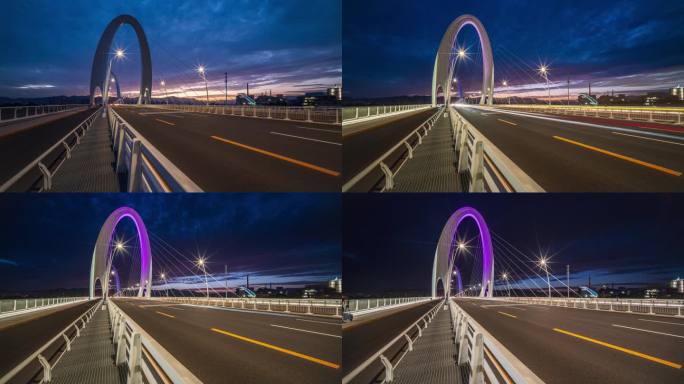 北京首钢大桥灯光车流延时