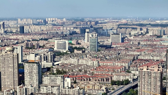 航拍扬州楼宇群楼城市建筑空景