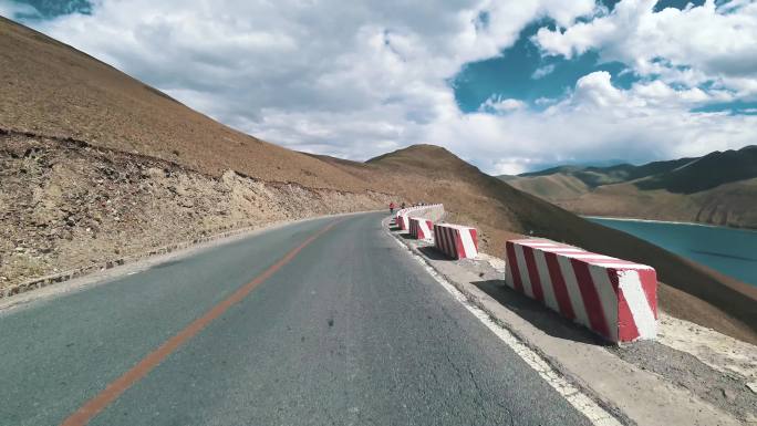 西藏骑行 自行车骑行素材 急速下坡