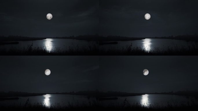 月亮湖面月夜