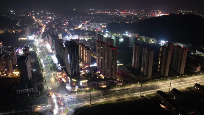 台州温岭松门现代大厦夜景航拍