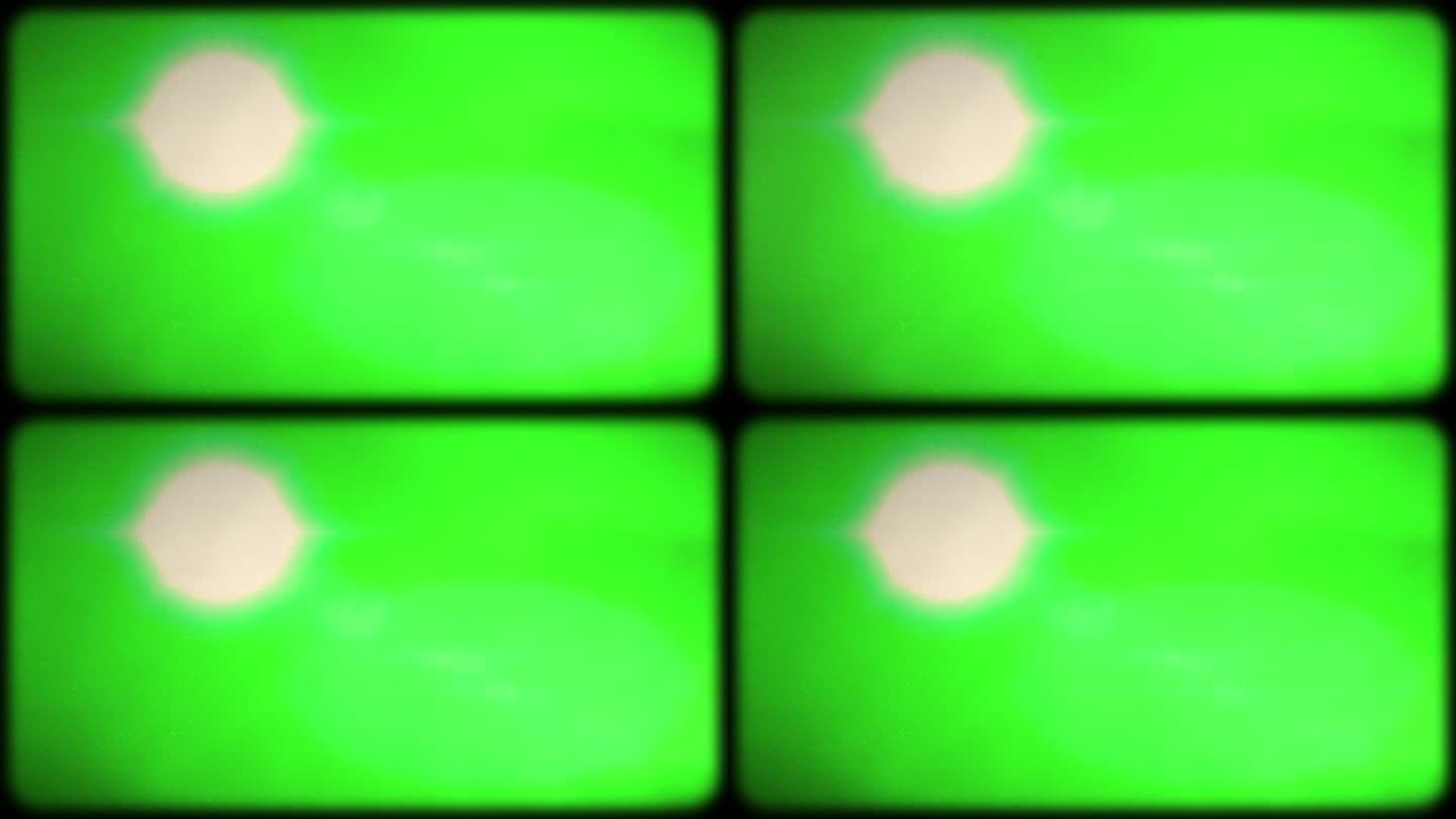 老式电视效果与阴极射线管在绿色屏幕上。绿屏和CRT发光。旧的电视绿屏。闪烁噪声。完美的叠加。