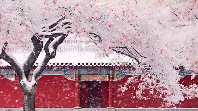 紫禁城宫墙雪景 红墙雪景