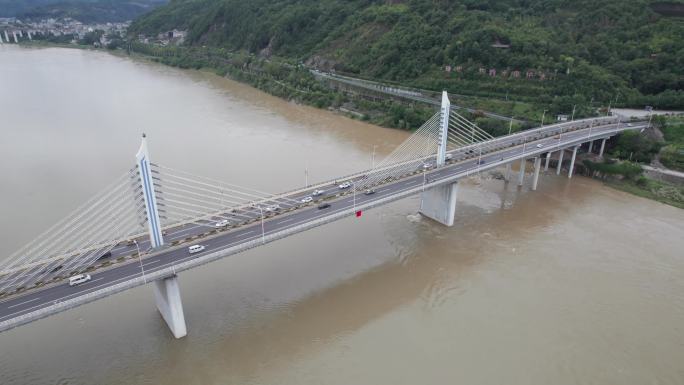 安康西津汉江大桥4K航拍