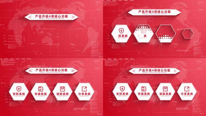 （4项）红色简洁四大分类结构展示