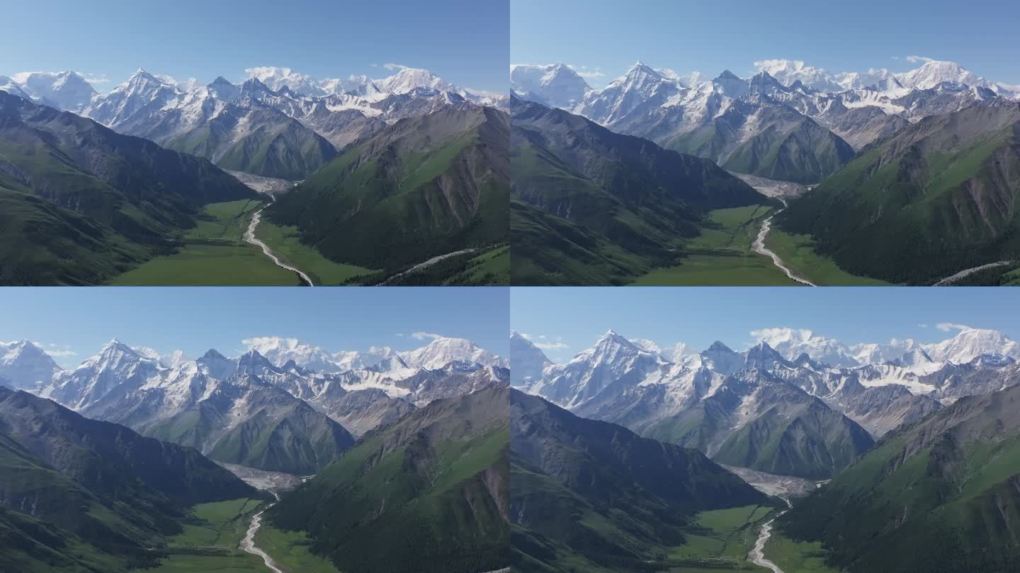 航拍夏季新疆伊犁夏塔景区风景