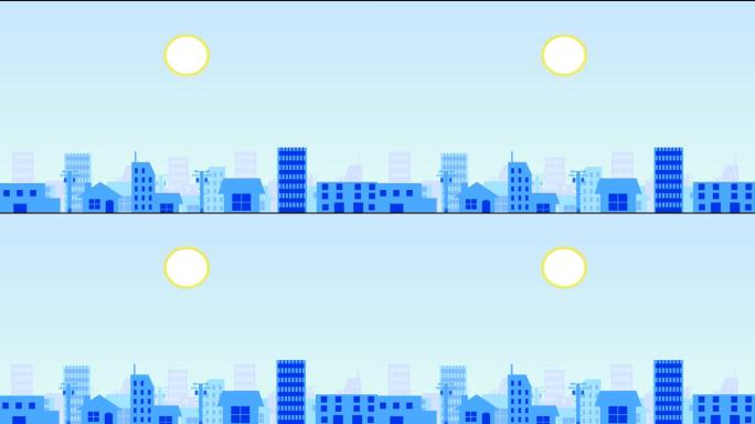 [侧摇]白天地震袭击城市的动画视频