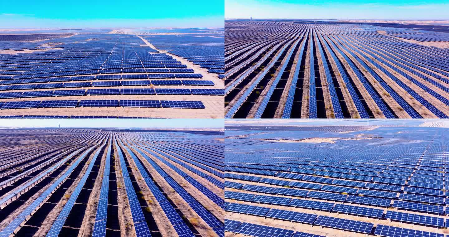 沙漠太阳能电池板航拍5.1K