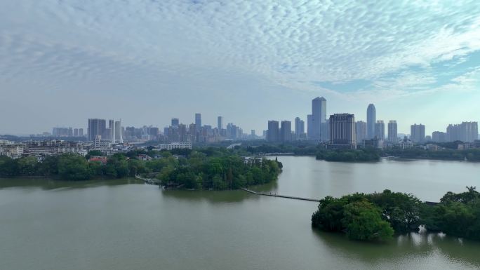 航拍广东旅游5A级惠州西湖景区湖景