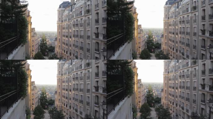 从蒙马特俯瞰巴黎步行街住宅楼法国巴黎