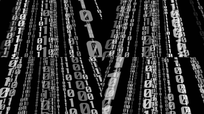 二进制代码揭示了在黑暗背景下的计算机语言。网络攻击和网络安全导航战场上的二进制代码在一个黑色的背景