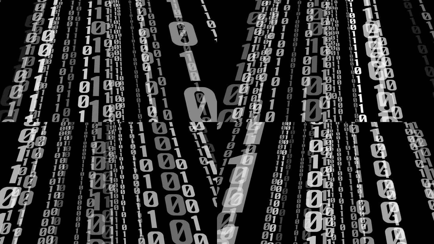 二进制代码揭示了在黑暗背景下的计算机语言。网络攻击和网络安全导航战场上的二进制代码在一个黑色的背景