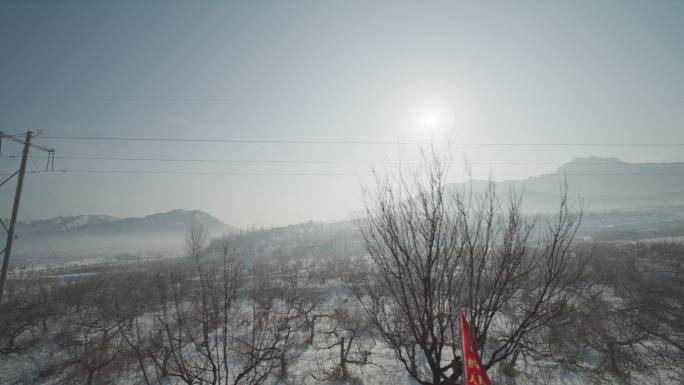 威海雪景风光行驶的车窗外美景8k超清自然