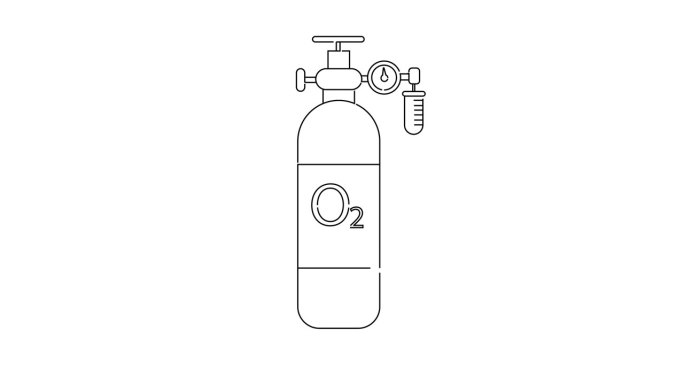动画视频形成了一个氧气瓶图标的草图