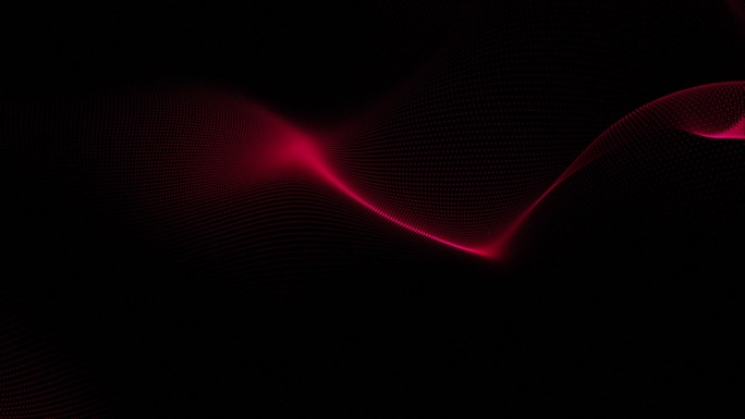 抽象红色发光线粒子波暗背景。抽象图案未来高科技粒子背景