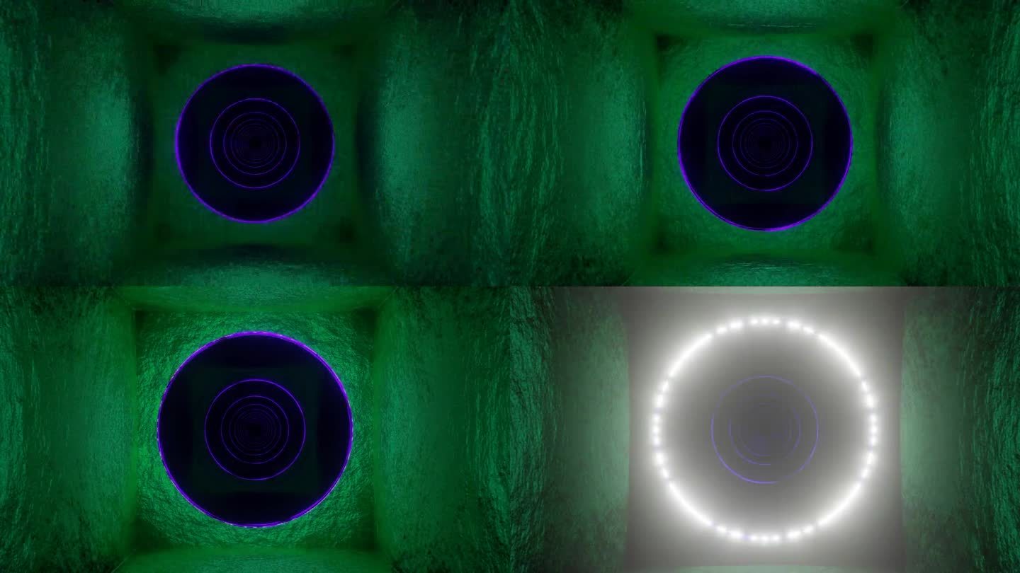 绿松石和紫色圆拱隧道背景VJ循环在4K