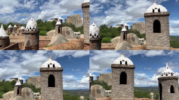 在一个温暖晴朗的阴天，巴西北里奥格兰德州，从“z<s:1> dos Montes”城堡的顶部拍摄的右