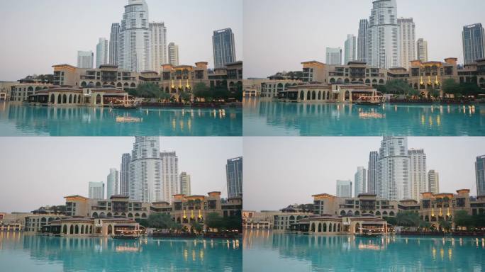 迪拜喷泉和迪拜城市景观