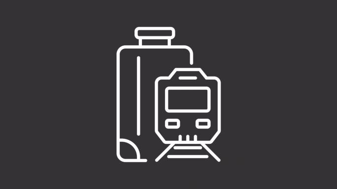 火车2D白色简单细线动画，透明背景高清视频，无缝循环4K视频，代表铁路行业