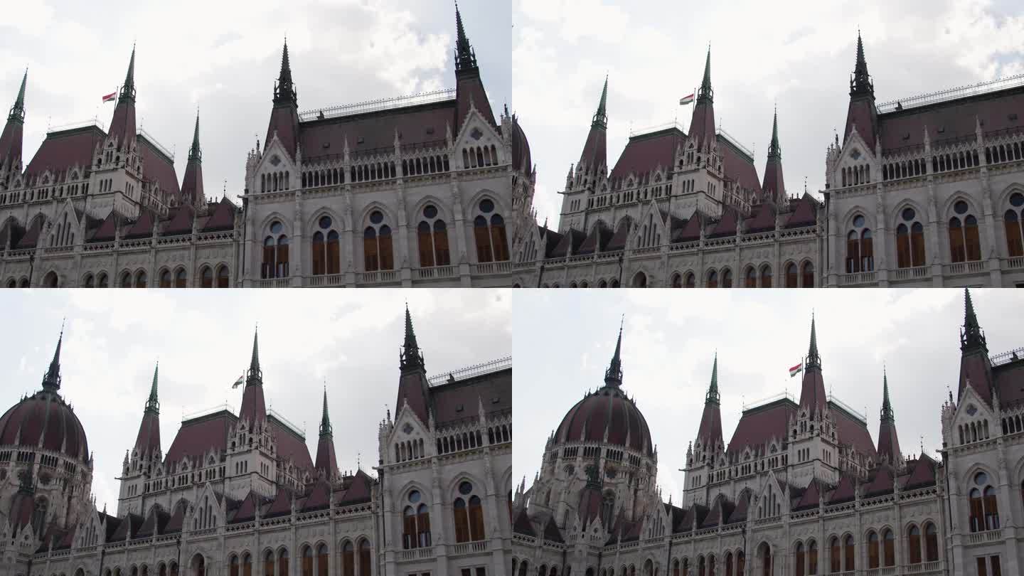匈牙利议会大厦哥特式复兴风格的屋顶展示